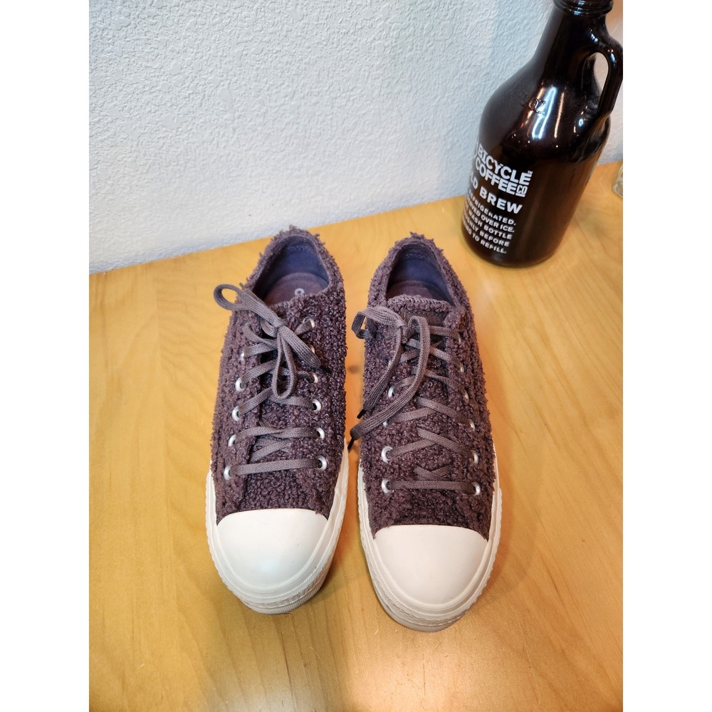 Converse All Star Low Top Teddy Fleece Bouclé Platform‎ Sneakers Women 7.5